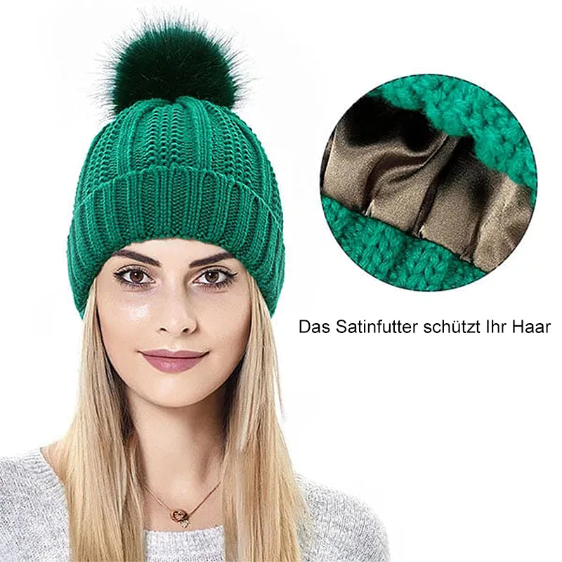 Elastische Rippenstrickmütze für Haarschutz