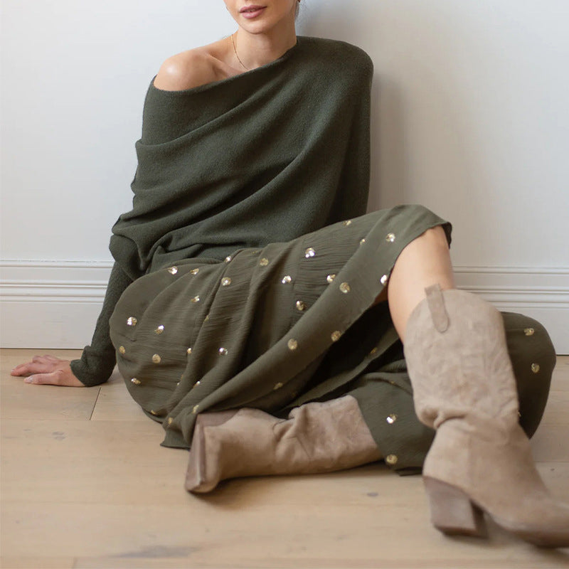 Asymmetrisch drapierter Pullover