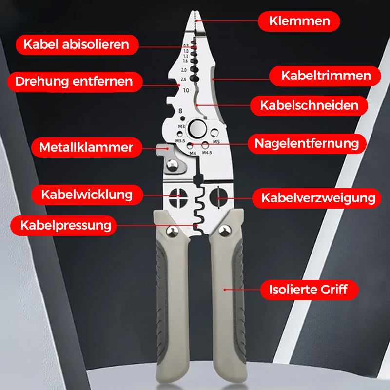 Multifunktionale Abisolierzange Crimper Kabelschneider Zange