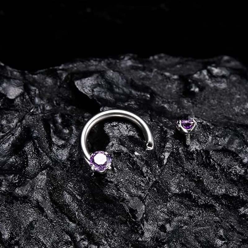 Zirkonia Hestesko Ring med Gængede Sten til Piercinger