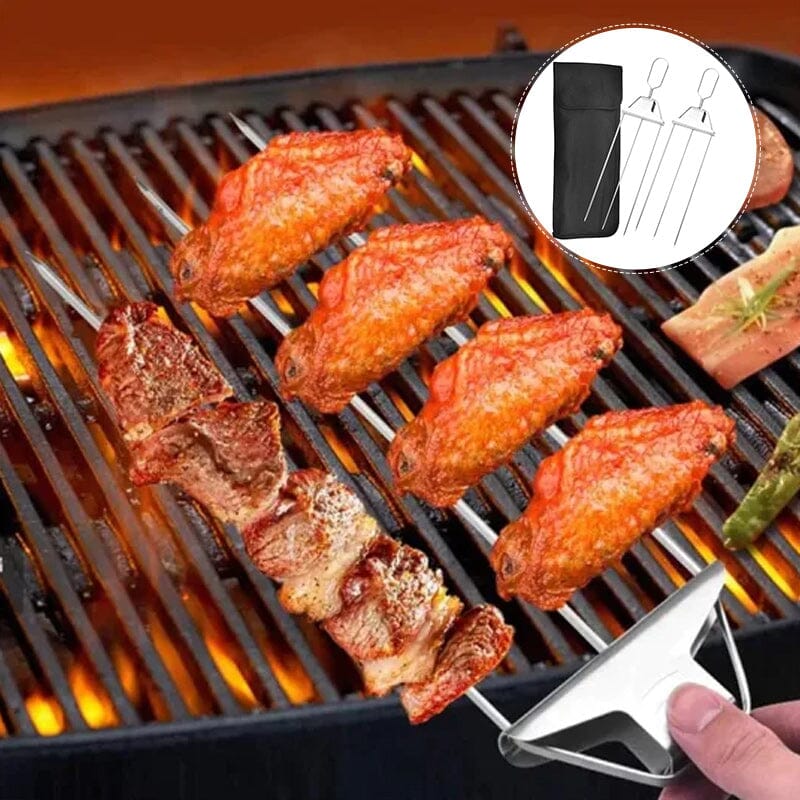 Rustfrit 3-vejs grillspyd
