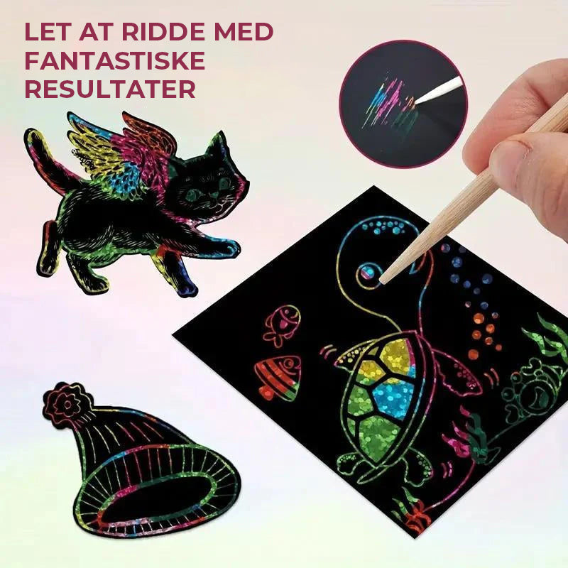 【100 ark/1 sæt】DIY regnbue magisk skrabepapir kunst sæt