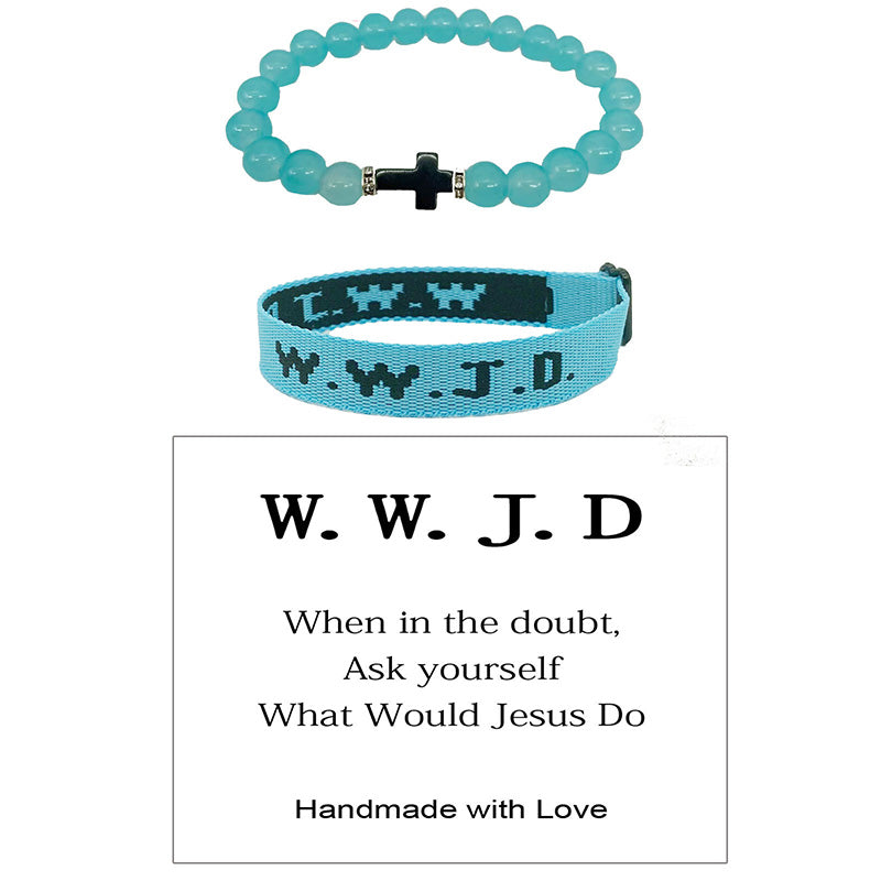 WWJD – Armbandset mit Kreuzperlen
