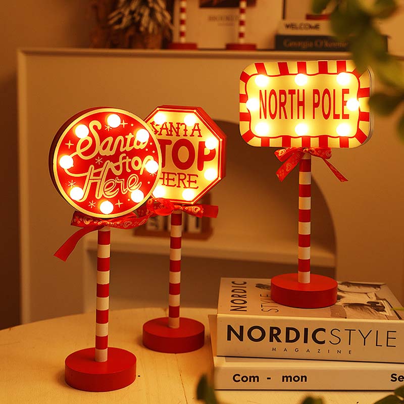 Weihnachten Straßenschild Dekoration Lichter