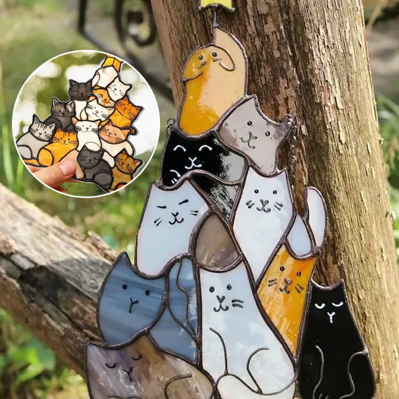 Katte Juletræ Suncatcher Ornament