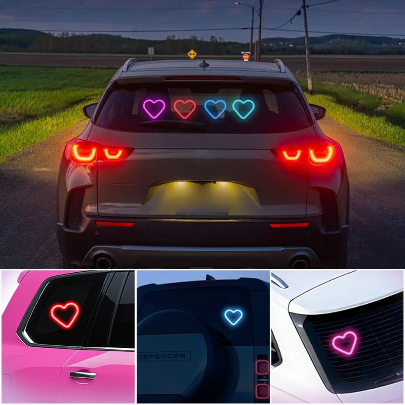Solarbetriebene Herz-Neon-Ambienteleuchte für die Heckscheibe des Autos