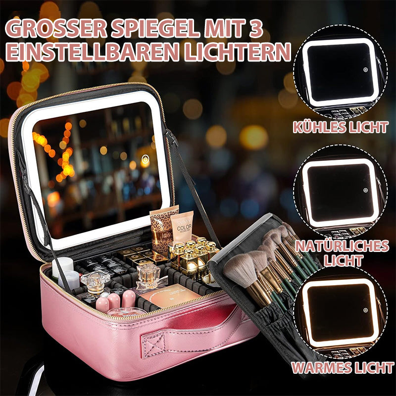 Kosmetiktasche mit Spiegel und LED-Licht