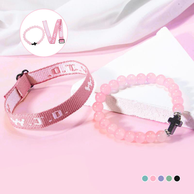 WWJD – Armbandset mit Kreuzperlen