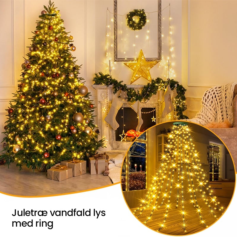 Juletræ vandfald lys med ring