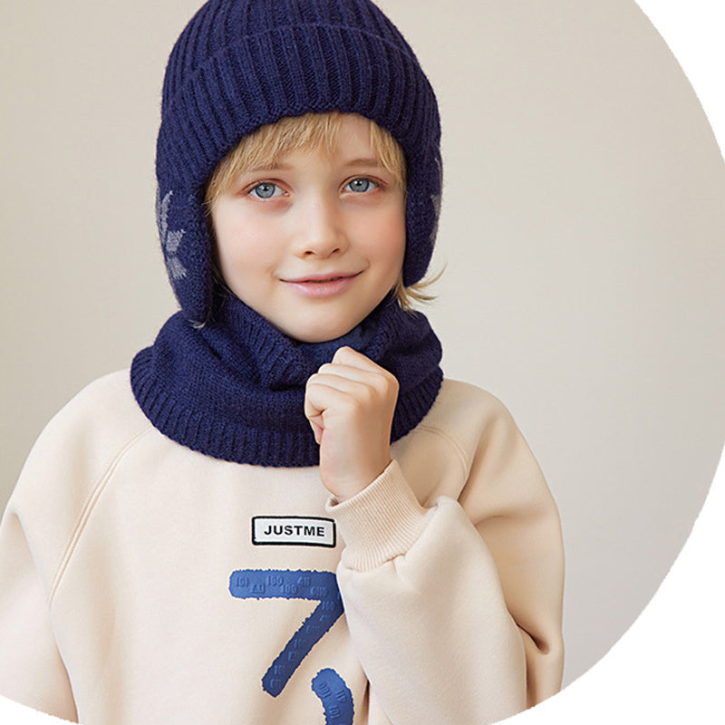 Kinder-Winter-Fleece-Schal-Anzug-Strickmütze