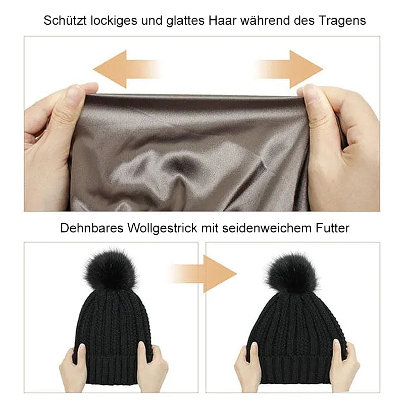 Elastische Rippenstrickmütze für Haarschutz