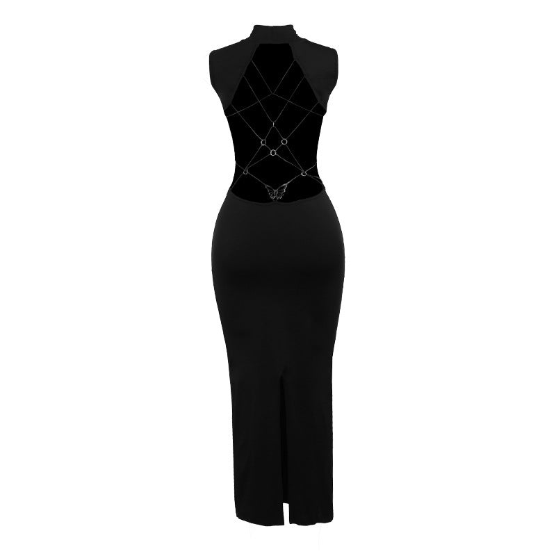 Rückenfreies, figurbetontes Kleid mit Schmetterlingsdekor für Damen