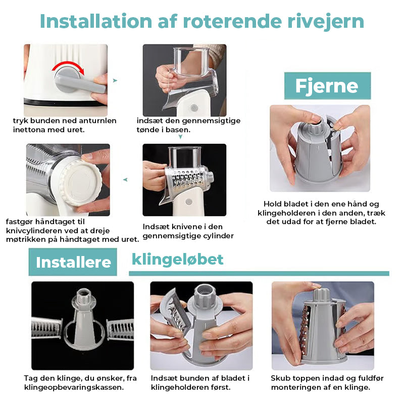 5 i 1 roterende oste rivemaskine
