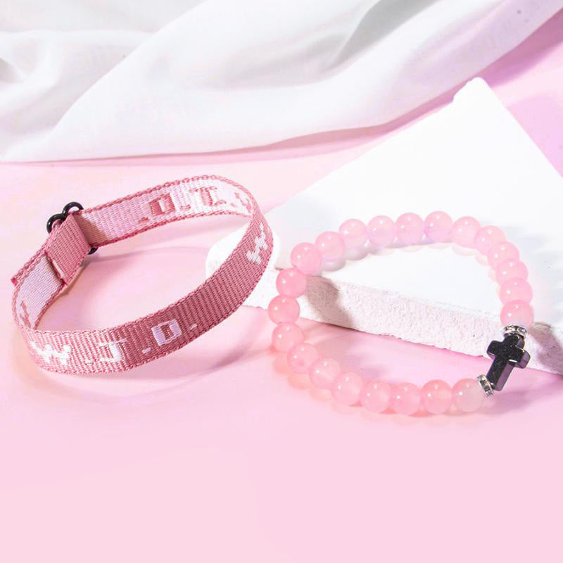 WWJD – Armbandset mit Kreuzperlen