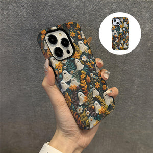 Handyhülle mit Cartoon-Geist und Blumen-Muster