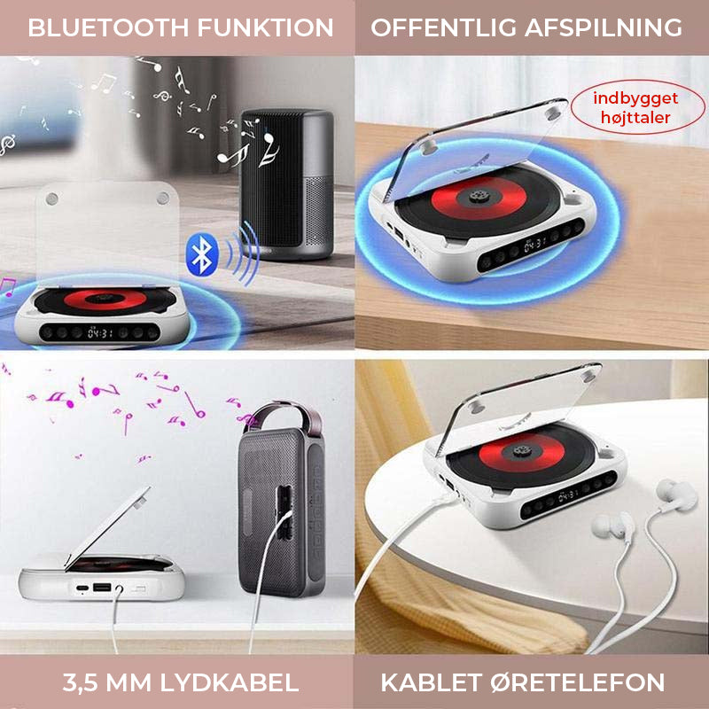 Bærbar Bluetooth-kompatibel cd-afspiller