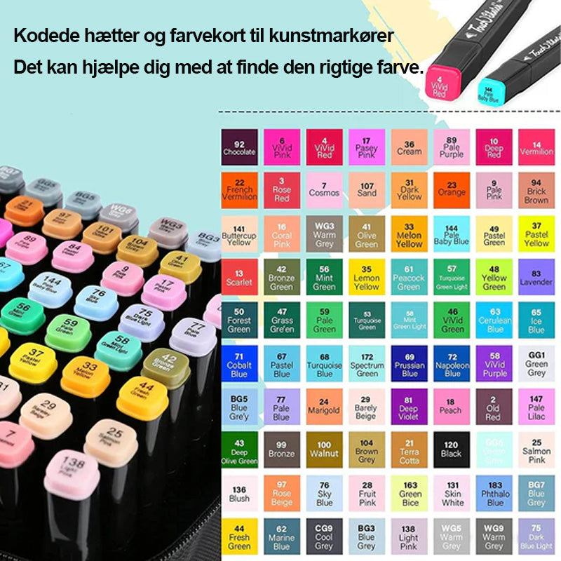 80 farver Premium Dual Tip Markers Sæt med bæretaske