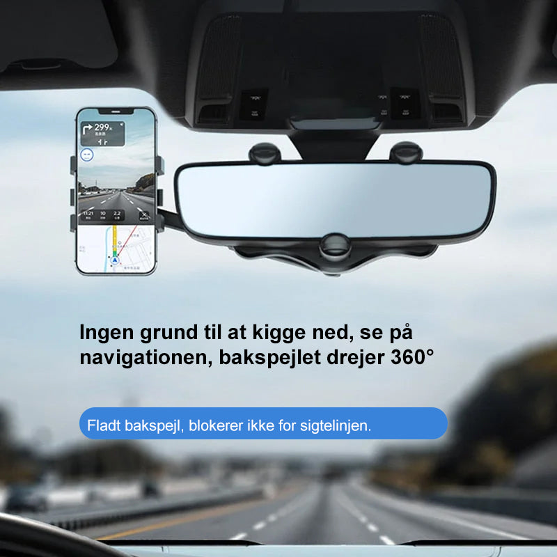 360 graders drejelig telefonholder i bilspejlet