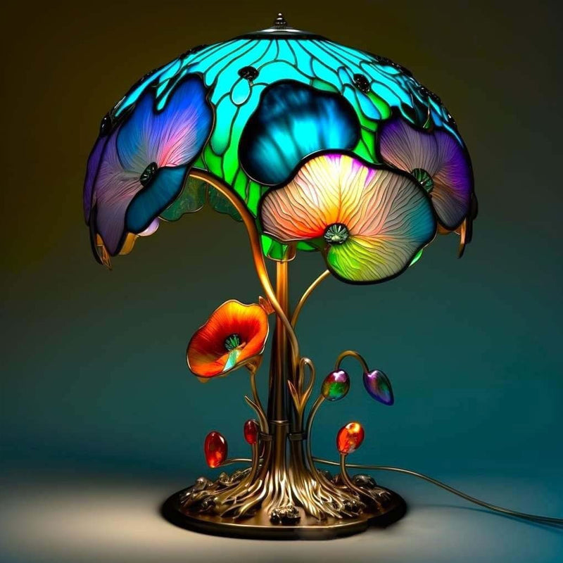 Buntglas Pflanzenserie Tischlampe