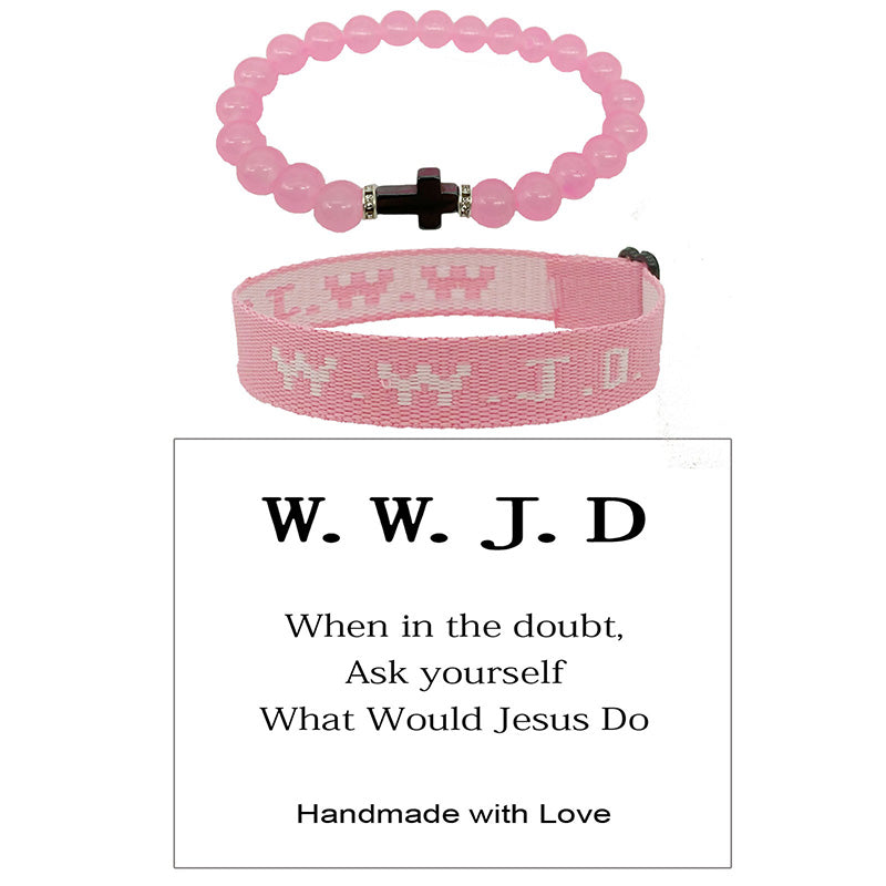 WWJD – Armbandset mit Kreuzperlen