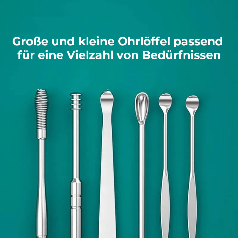 6-teiliges Set mit Spiral-Ohrmassage-Reinigungswerkzeug aus Edelstahl