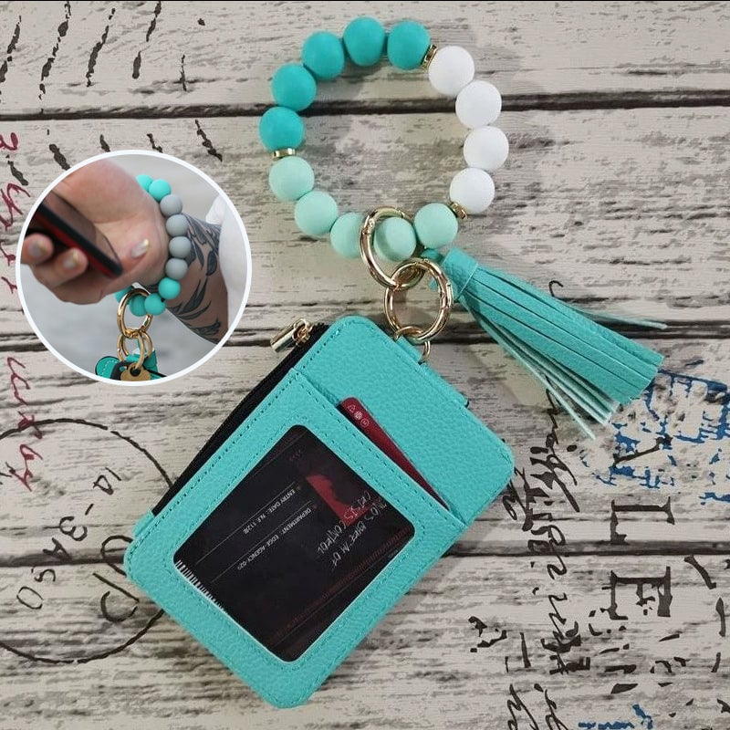 Stilvoller Kartenhalter mit Silikonperlenarmband