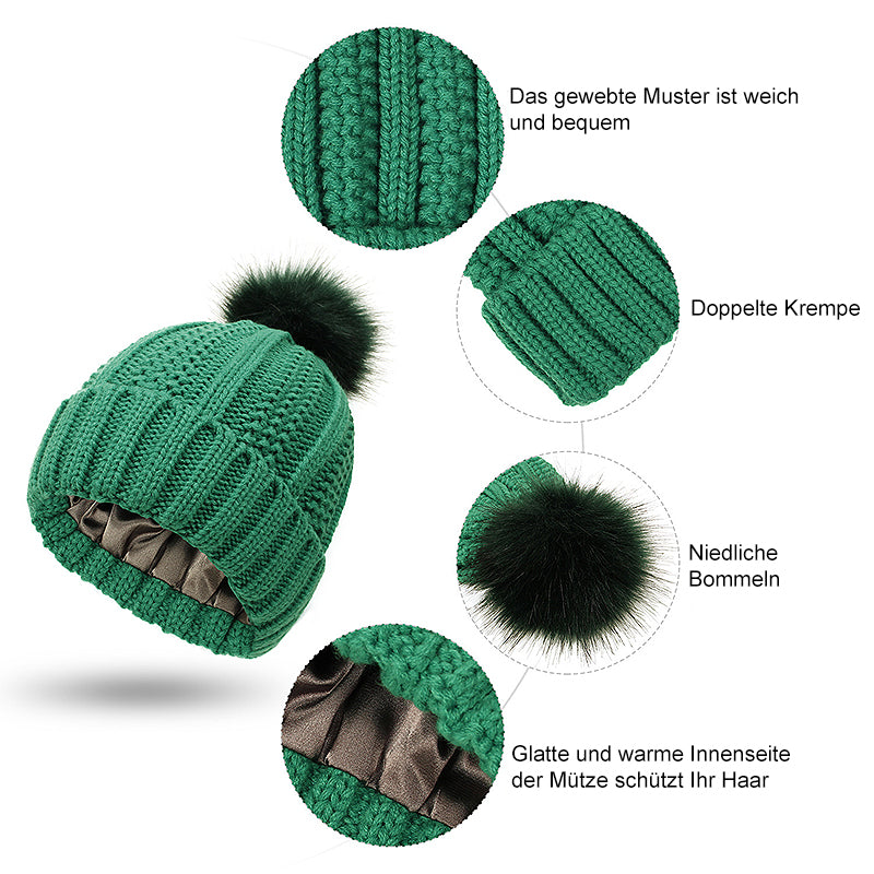 Elastische Rippenstrickmütze für Haarschutz