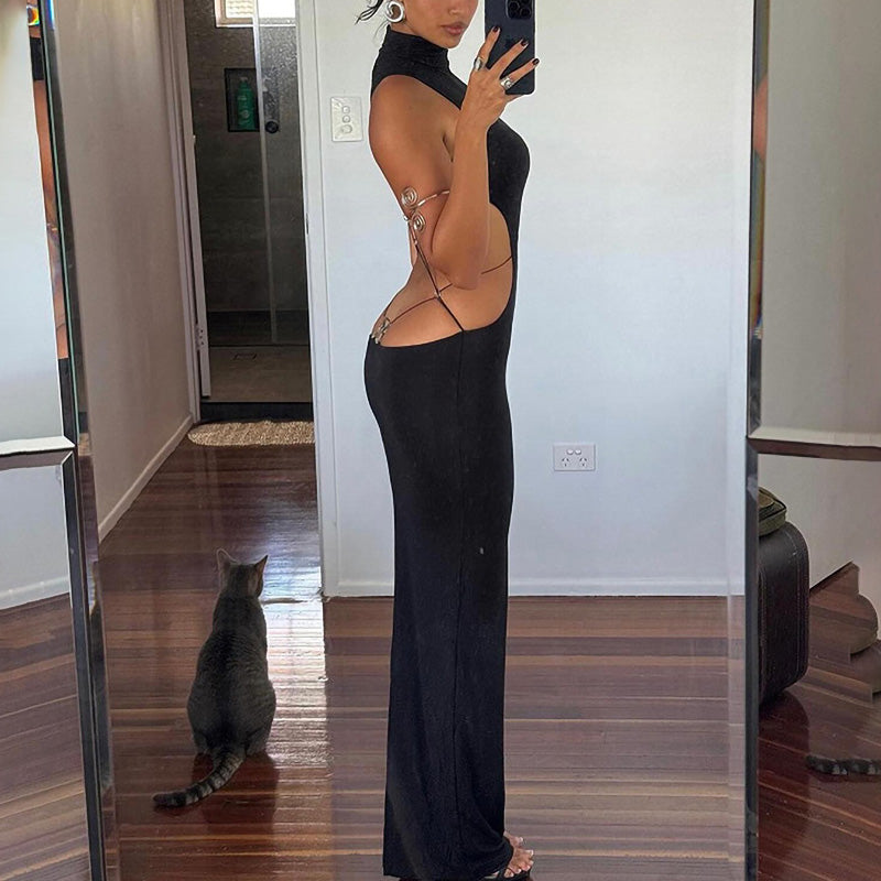 Rückenfreies, figurbetontes Kleid mit Schmetterlingsdekor für Damen