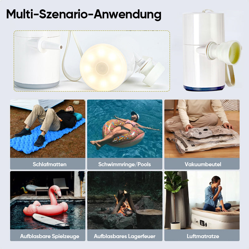 Tragbare Luftpumpe + Campinglicht