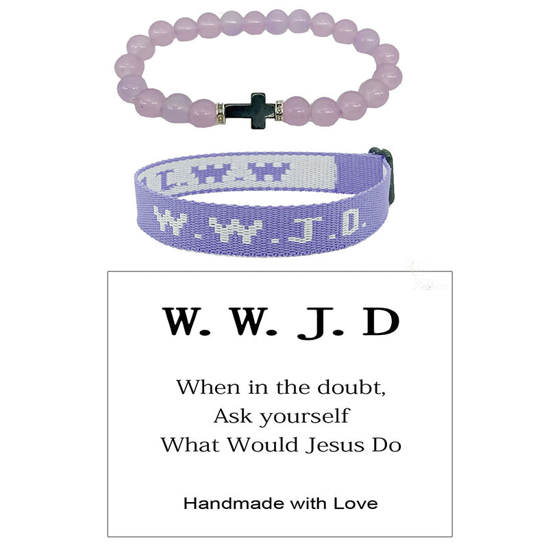 WWJD – Armbandset mit Kreuzperlen