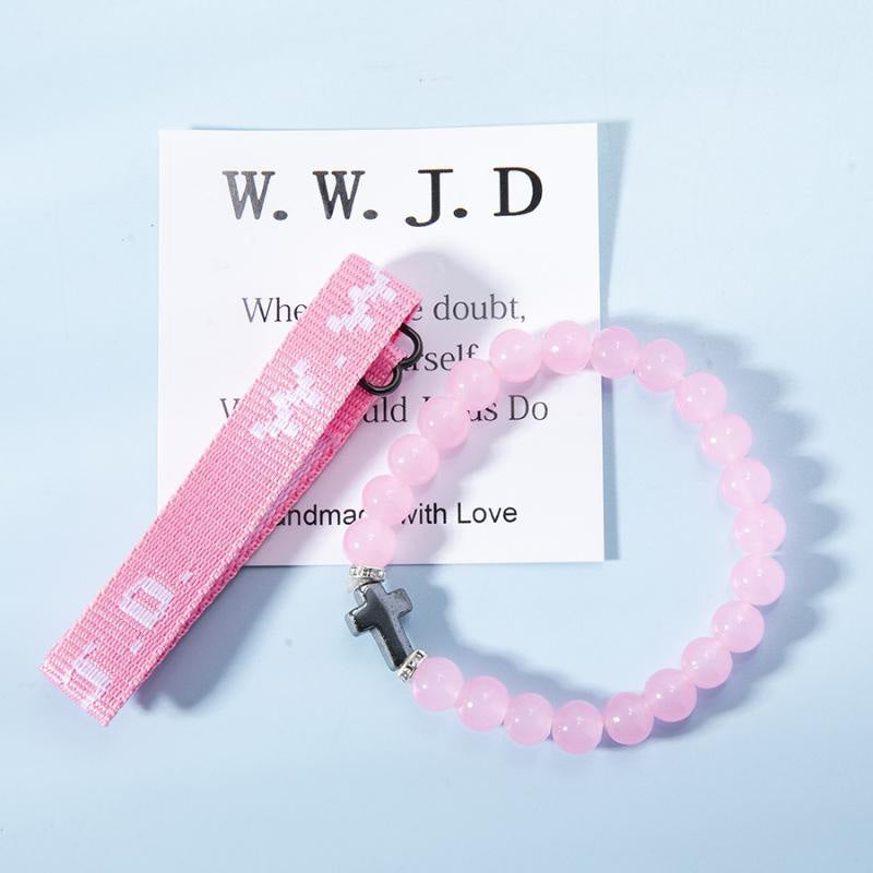 WWJD – Armbandset mit Kreuzperlen