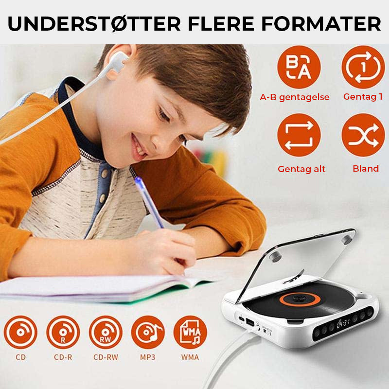 Bærbar Bluetooth-kompatibel cd-afspiller