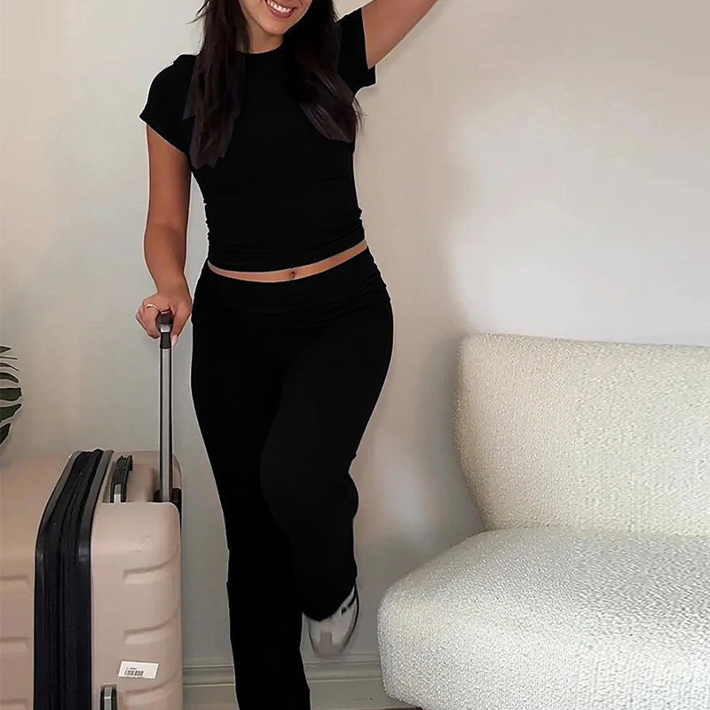 Einfarbiges Loungewear-Set für Damen