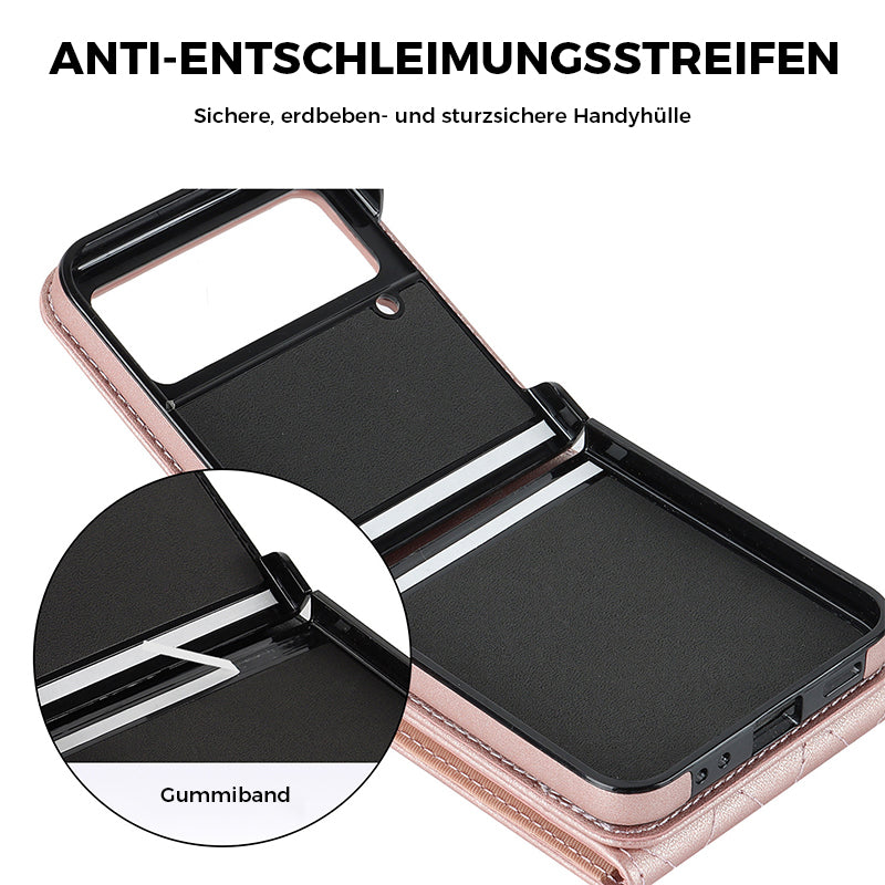 Geprägtes Leder-Brieftaschenetui für Samsung Galaxy Z Flip4 Flip3