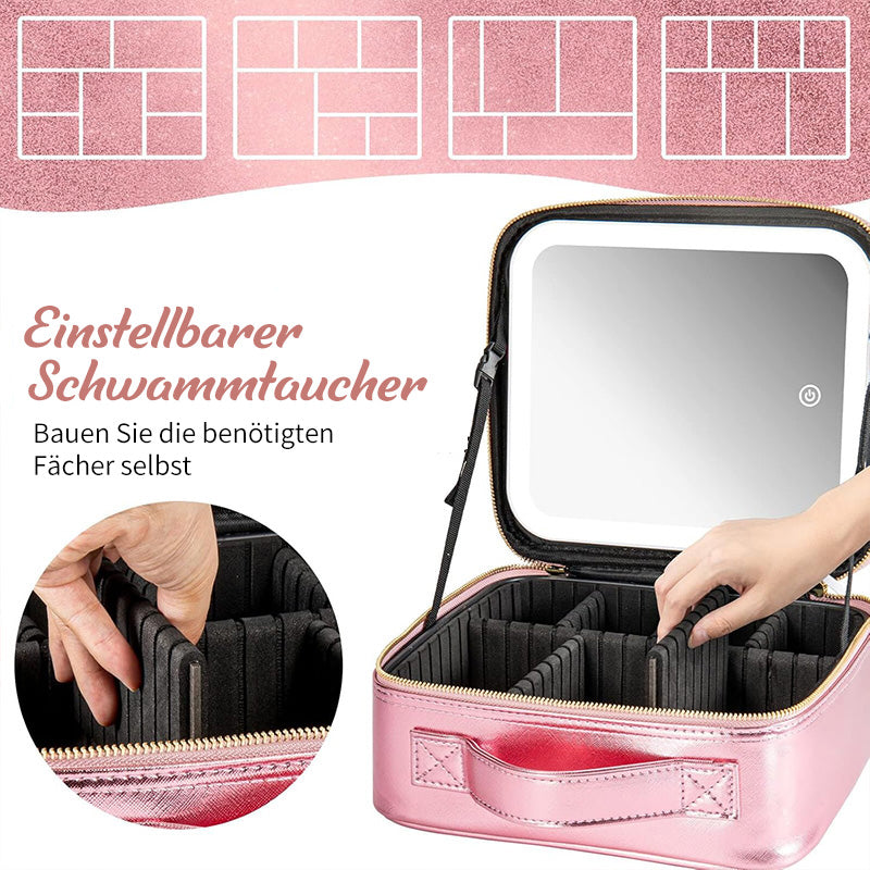 Kosmetiktasche mit Spiegel und LED-Licht