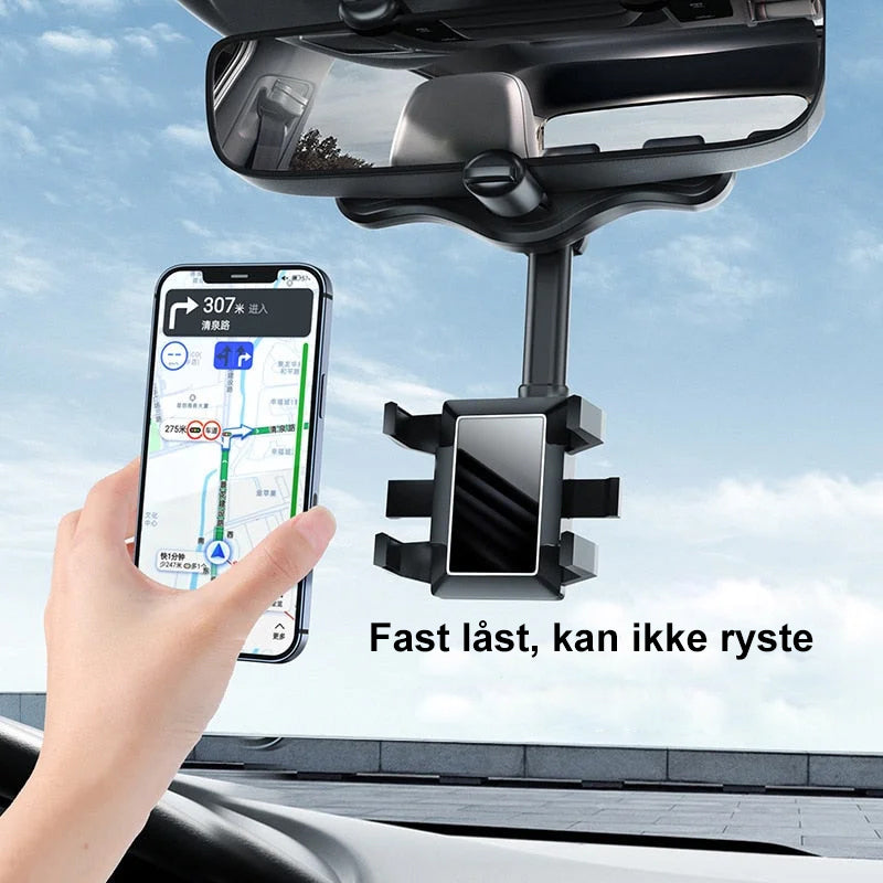 360 graders drejelig telefonholder i bilspejlet