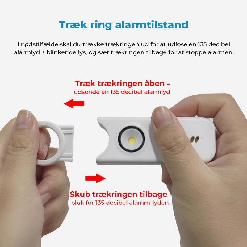 Nøglering til personlig sikkerhedsalarm