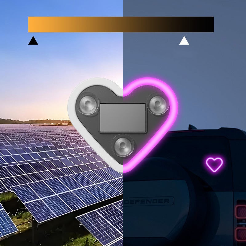 Solarbetriebene Herz-Neon-Ambienteleuchte für die Heckscheibe des Autos
