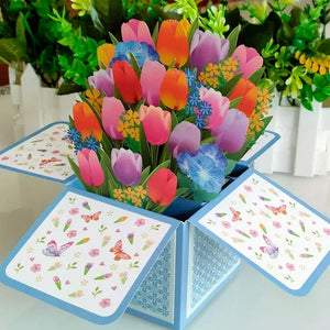 Mors dags udsalg 3D Pop up blomsterbuketkort