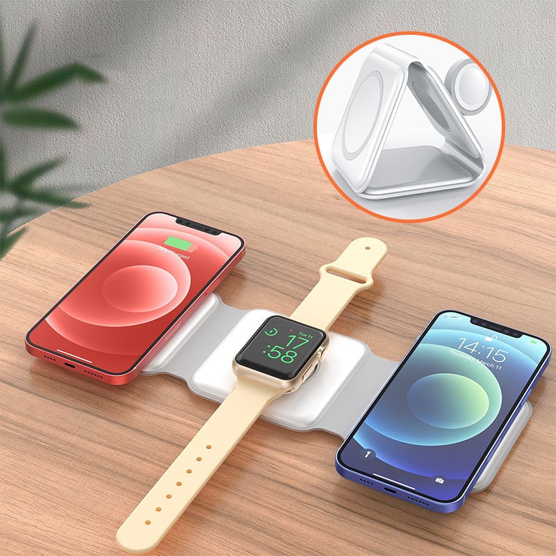 Ny foldbar 3-i-1 trådløs oplader