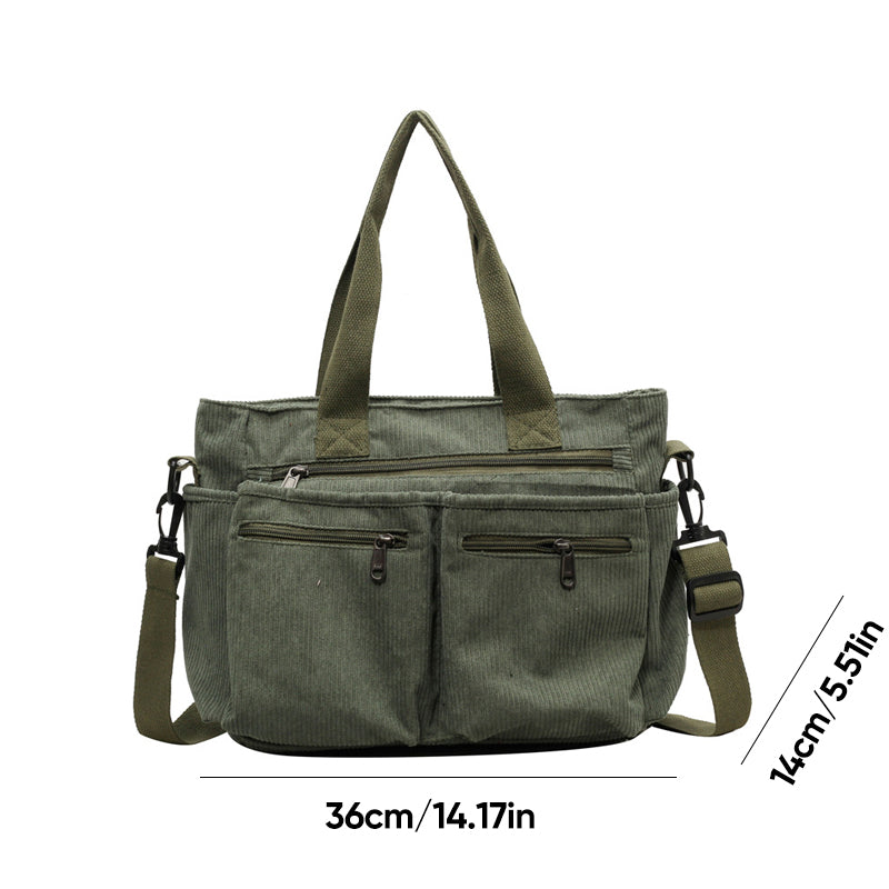 Ensfarvet corduroy totebag