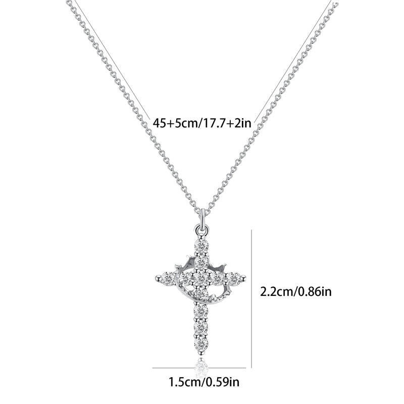 Chokerhalskette mit Kronen- und Kreuzanhänger