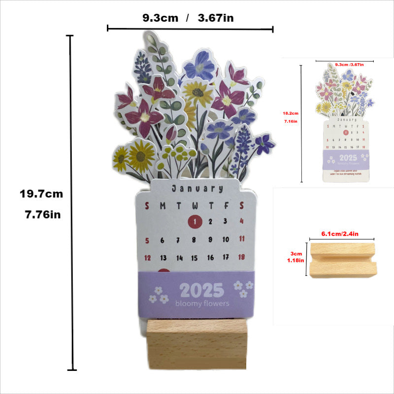 2025 blomstrende skrivebordskalender
