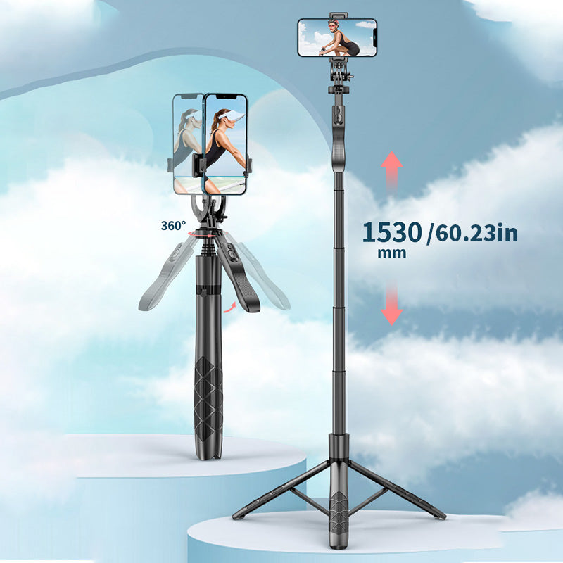 Handgehaltener Selfie-Stick mit&nbsp;ausziehbarem Dreibeinstativ