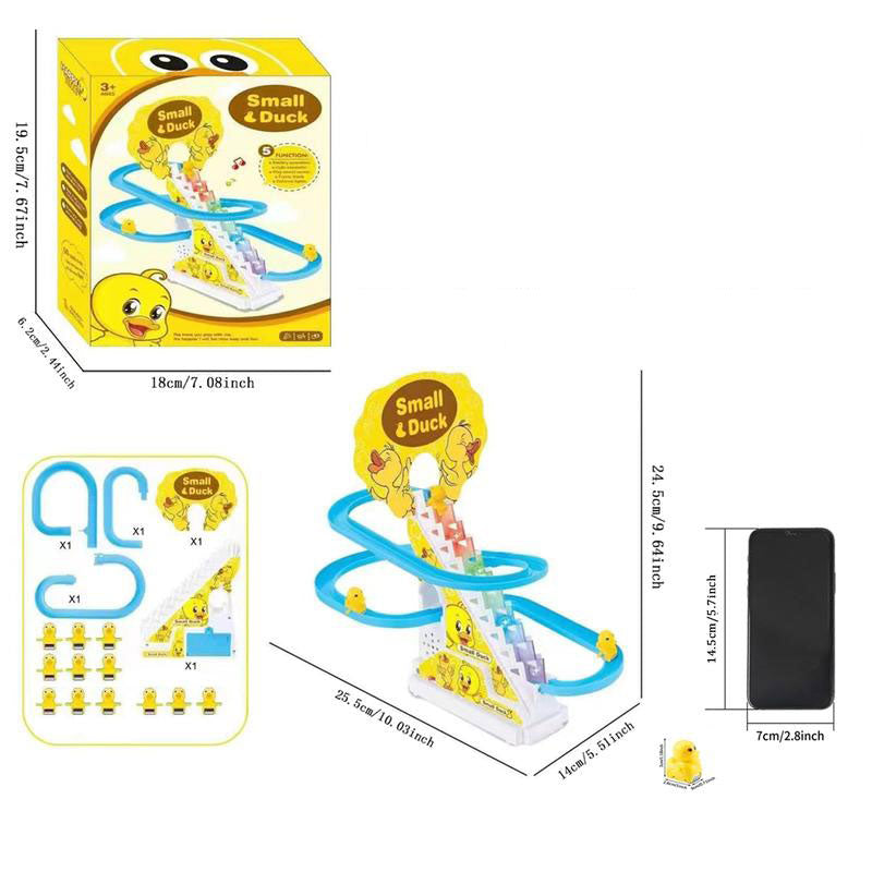 Elektrische Enten-Kletter-Rennbahn – LED-Lichter & Musik Achterbahn-Spielset