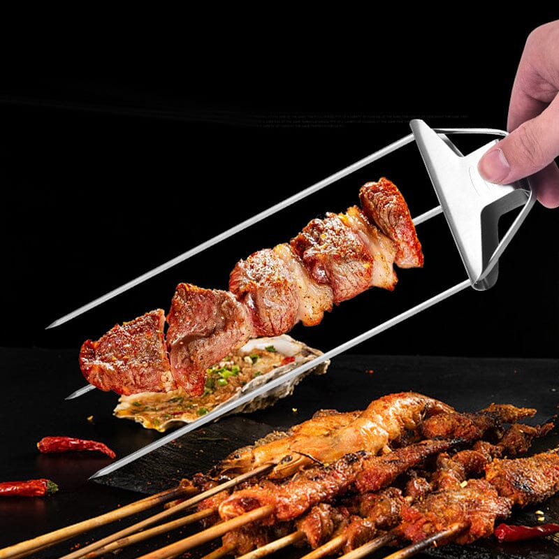Rustfrit 3-vejs grillspyd