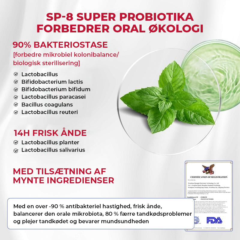 SP-8/SP-10 Probiotisk Hvidgørende Tandpasta til Mundhygiejne