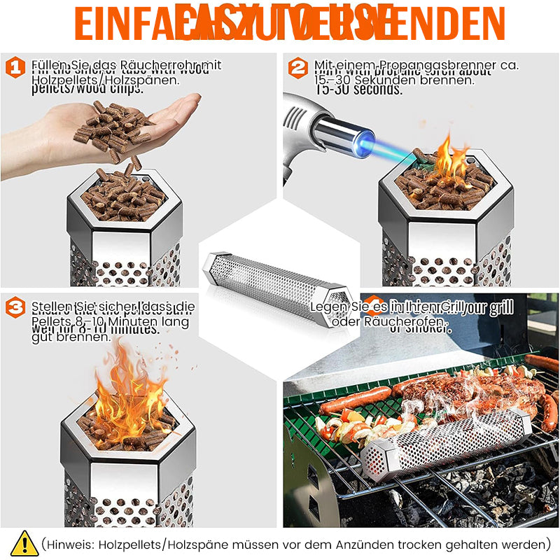 12' Pellet-Räucherrohr für alle Grills oder Räuchergeräte