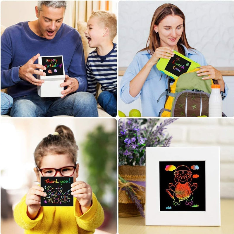 【100 ark/1 sæt】DIY regnbue magisk skrabepapir kunst sæt