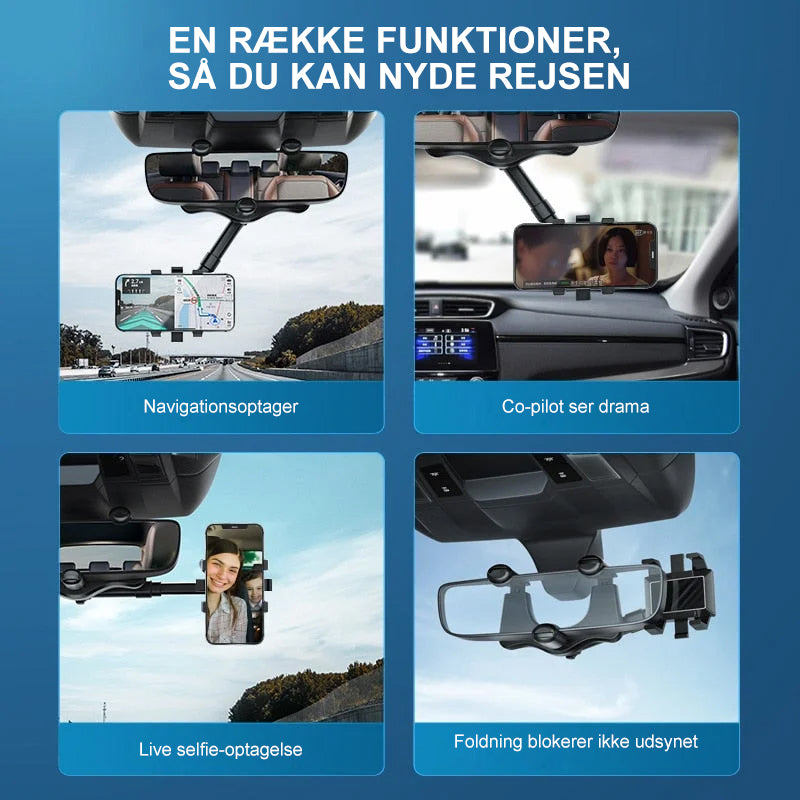 360 graders drejelig telefonholder i bilspejlet